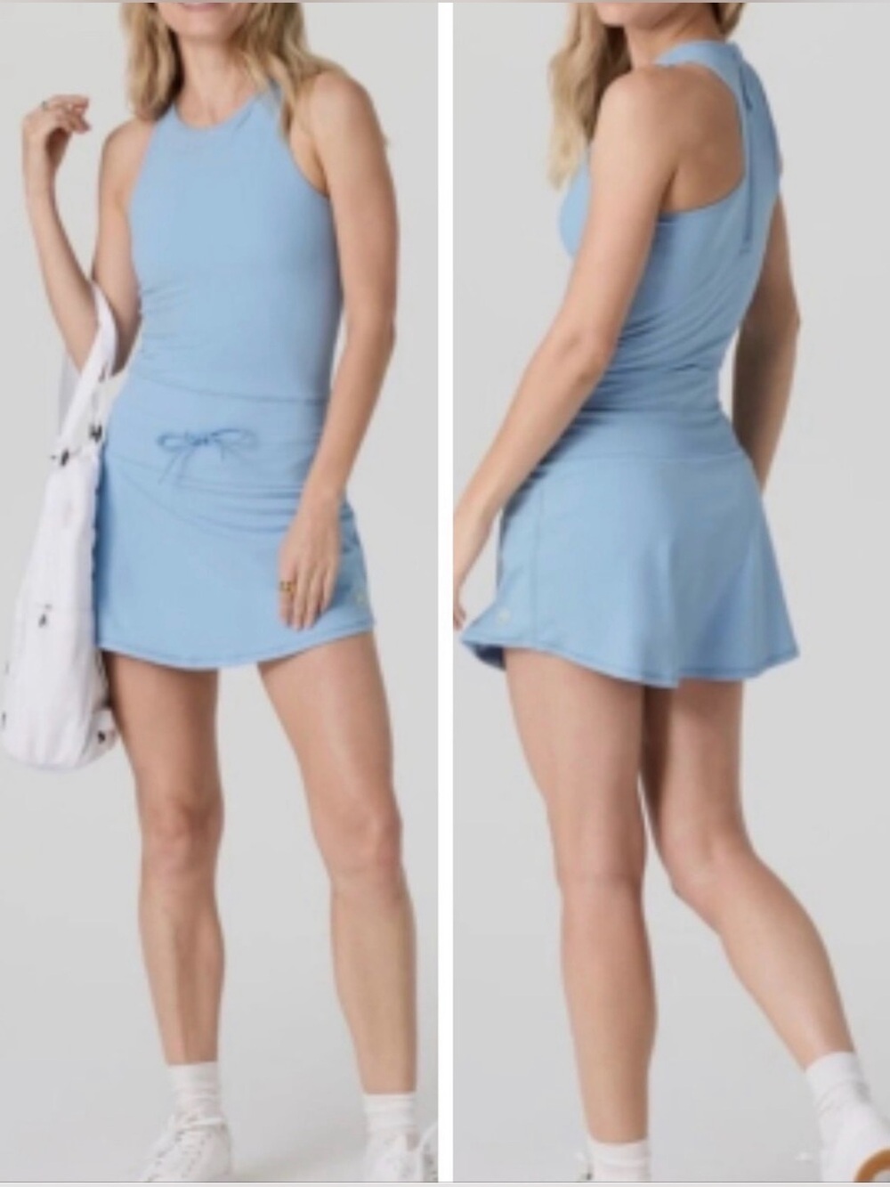 Vuori Daily Tennis Athletic Drawstring Tank Dress Surf Blue - Picture 7 of 7